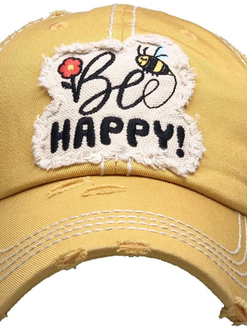Distressed Baseball Cap, Vintage Embroidered Dad Hat